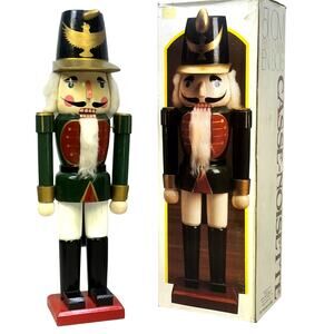 Vintage Kingsbridge 20" Wooden Red White Green Soldier Nutcracker with Box